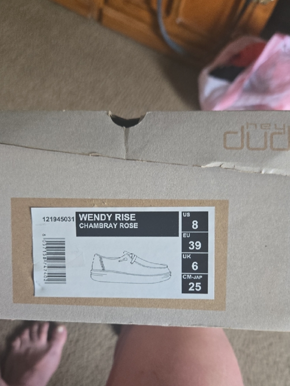 Womans Pink Canvas Hey Dude Shoes - Picture 5 of 6